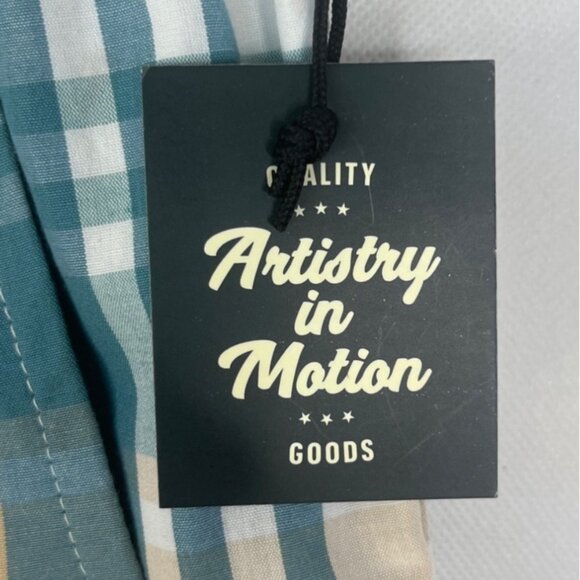 Artistry In Motion Pull On Shorts Womens Size Large Plaid Tie Pockets New - Picture 7 of 8